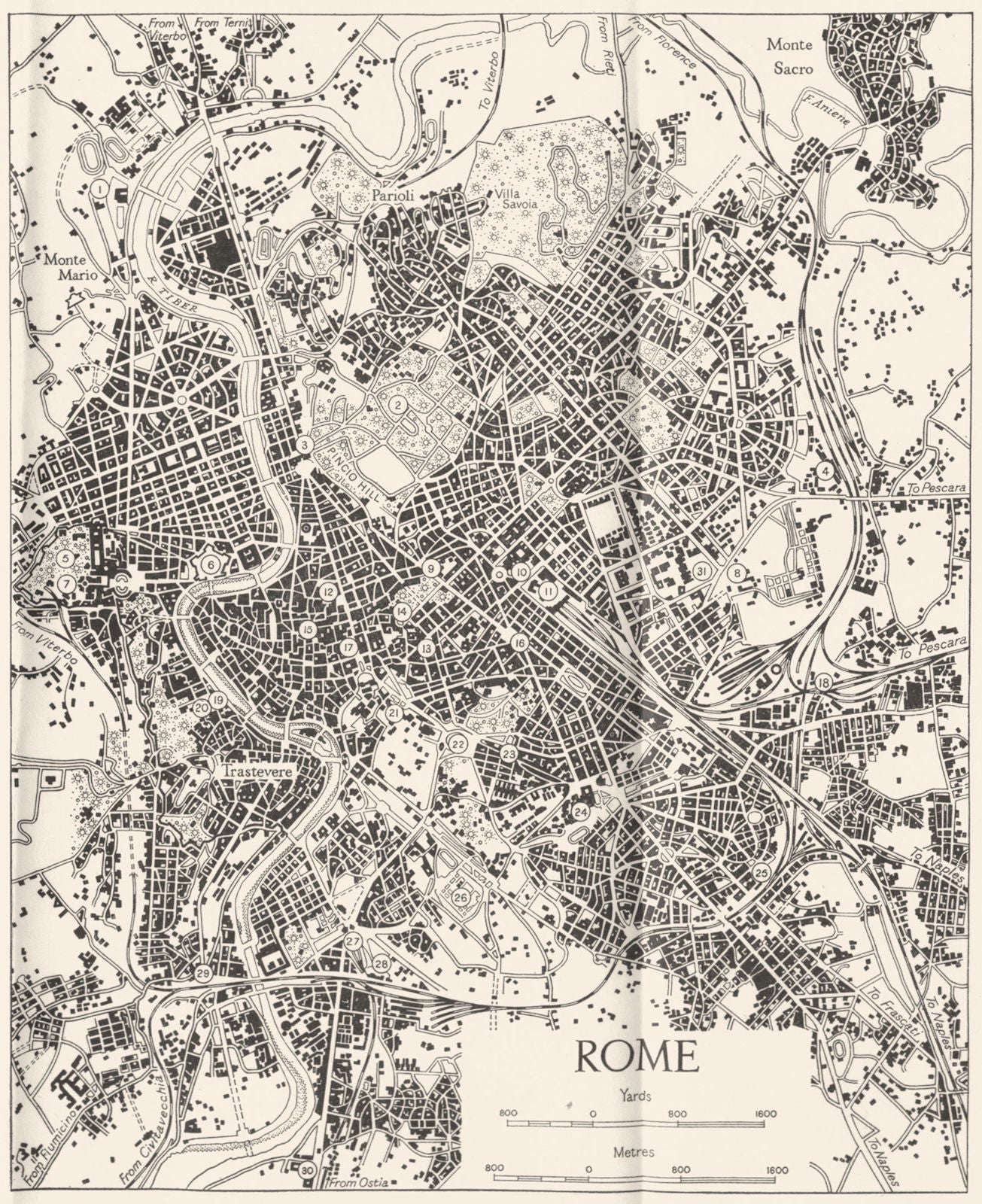 ITALY. Rome 1945 old vintage map plan chart